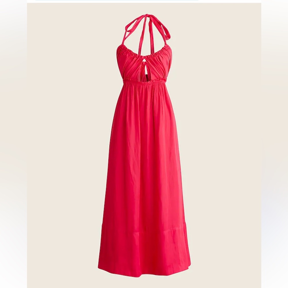 J. Crew Collection Halter Cut Out Dress in Featherweight Satin